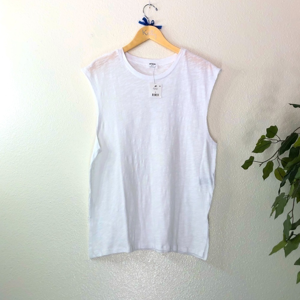 NWT White Cotton On Side Split Tank